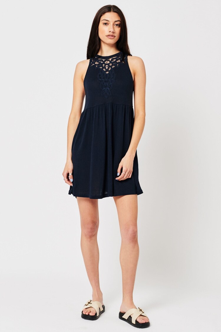 Superdry Blue Vintage Lace Racer Summer Dress - Image 2 of 4