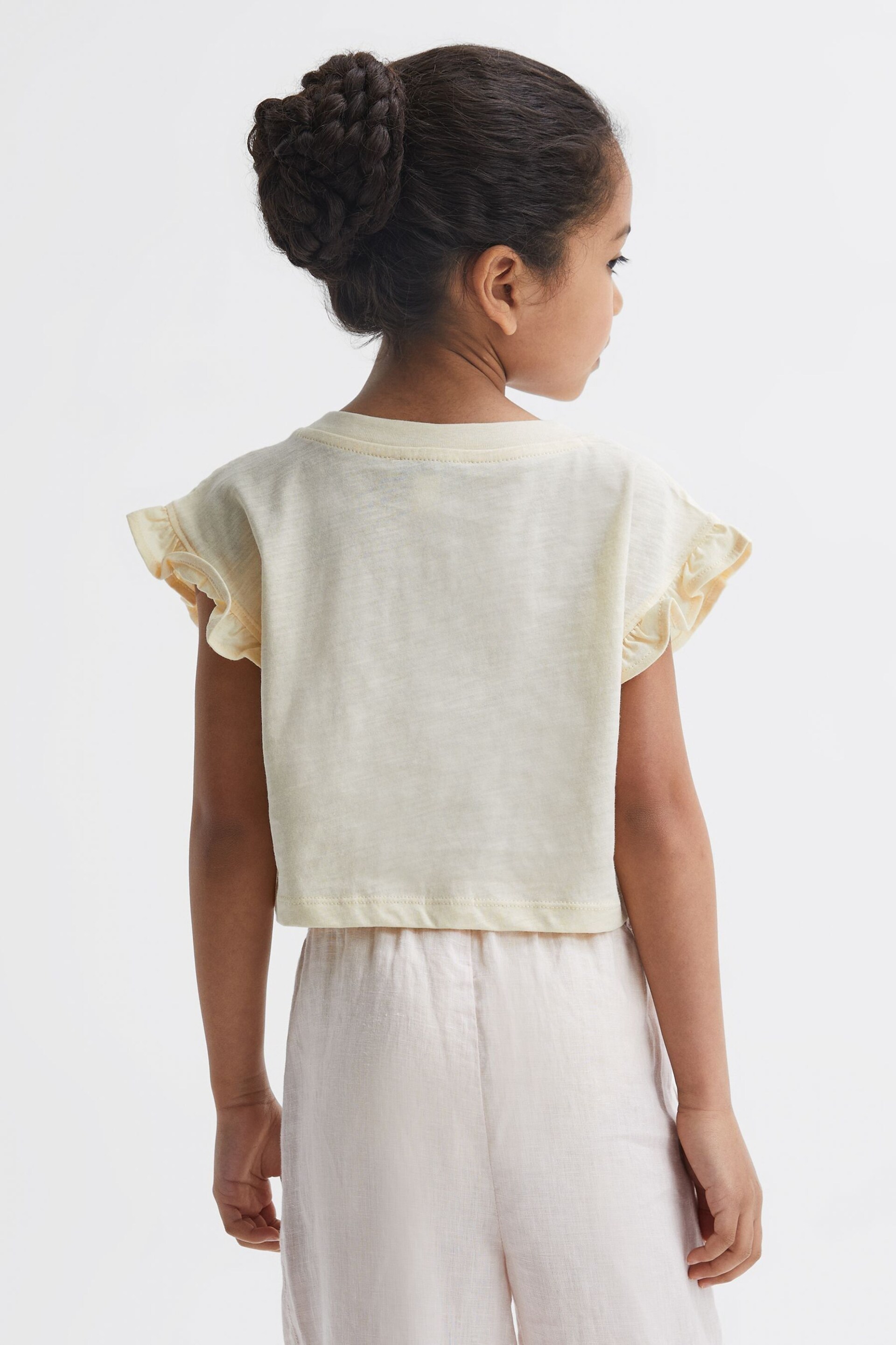 Reiss Multi Saskia Junior Two Pack Ruffle Sleeve Cropped T-Shirts - Image 8 of 11