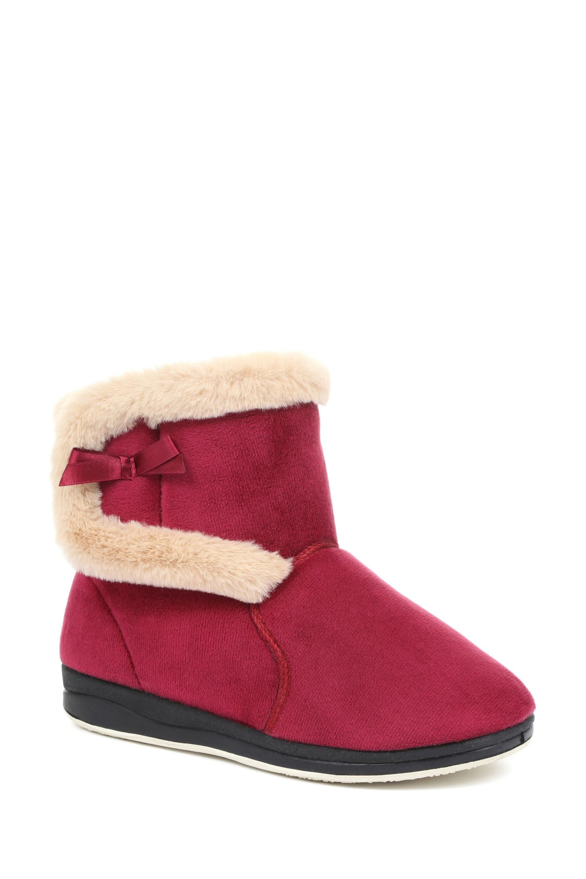 Pavers Red Wide Fit Slipper Boots - Image 3 of 5