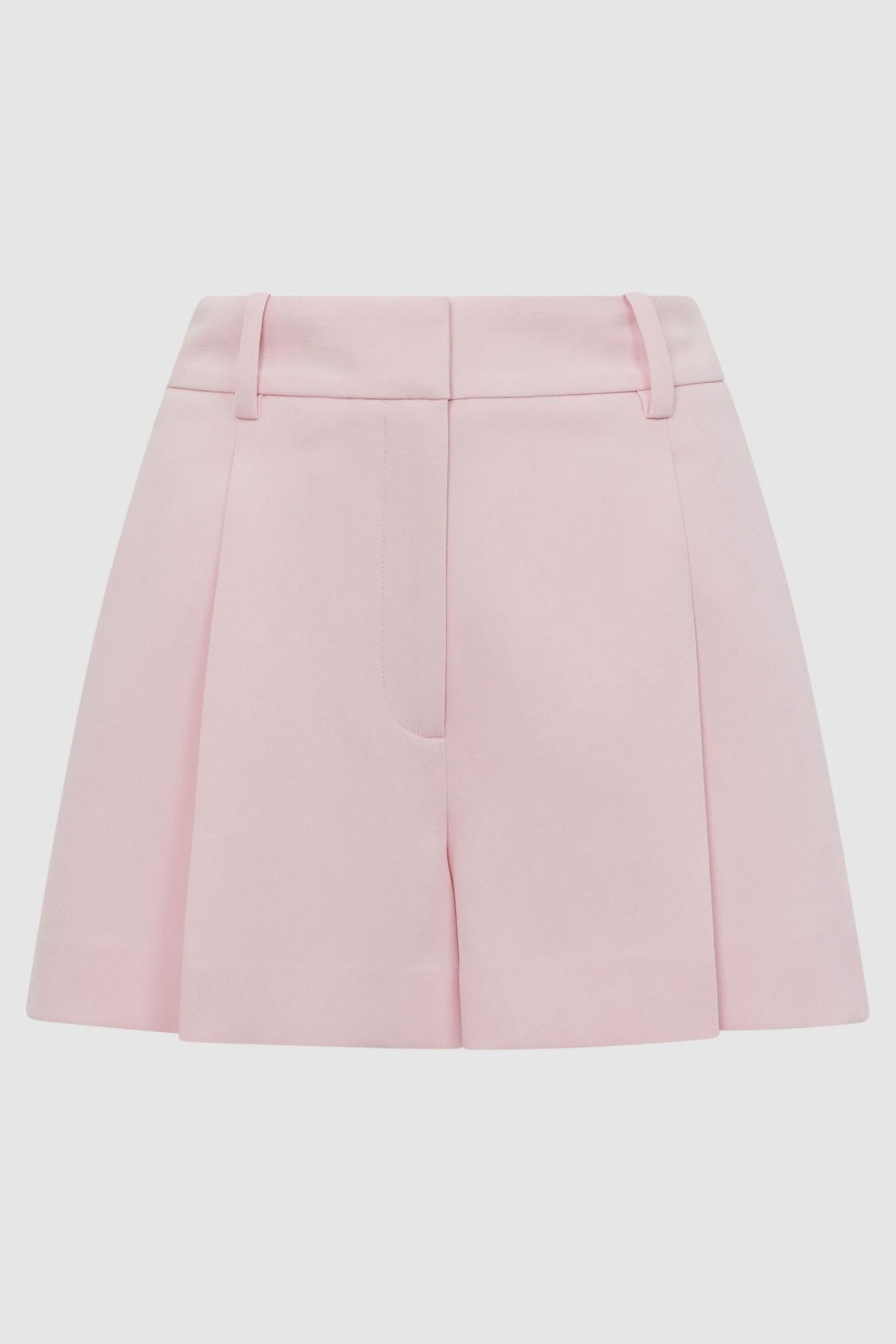 Reiss Pink Marina Pleated Tailored Shorts - Image 2 of 4