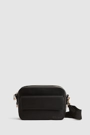 Reiss Black Clea Leather Crossbody Bag - Image 1 of 7