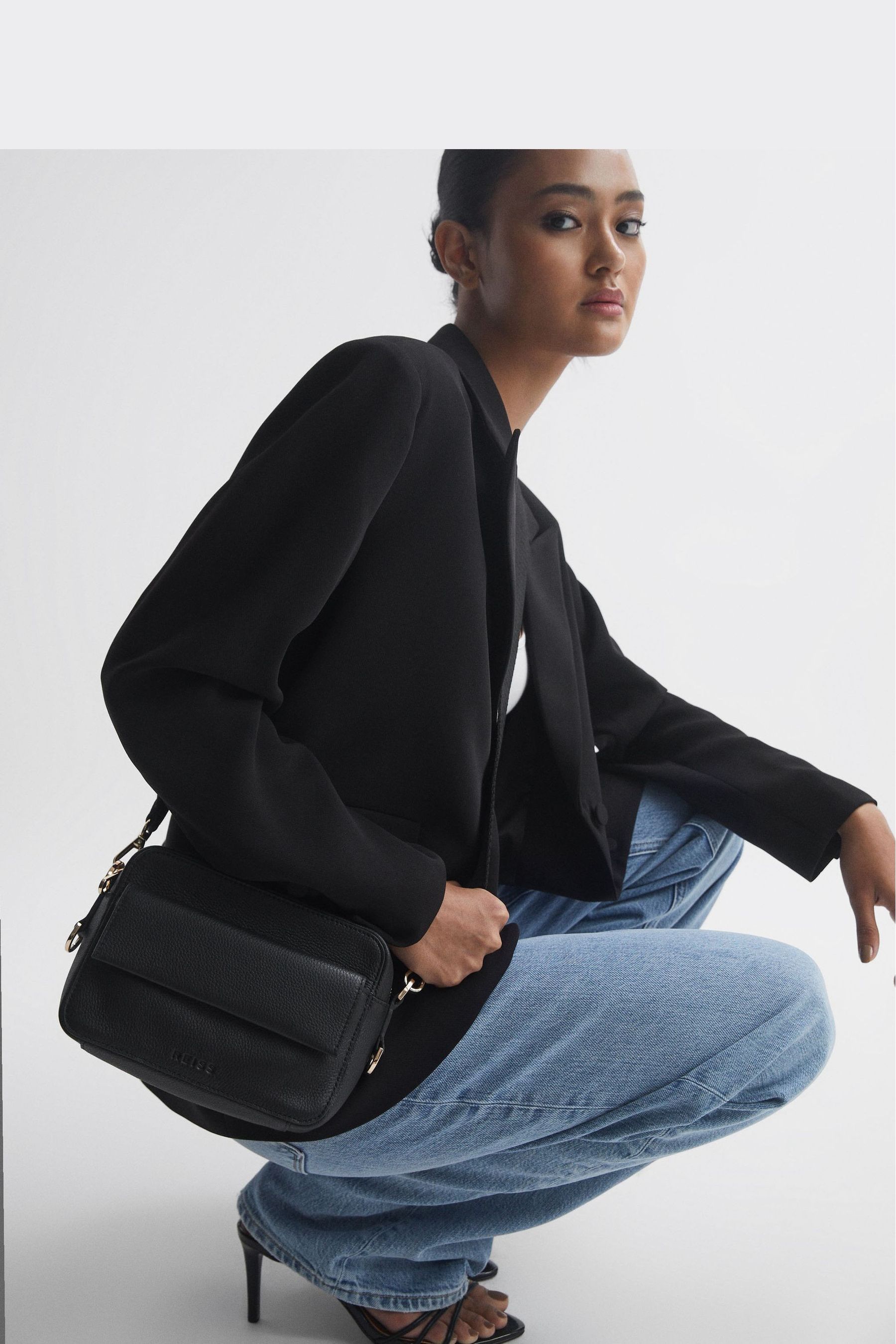 Buy Reiss Black Cleo Leather Crossbody Camera Bag from Next Ireland