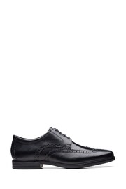 Clarks Black Leather Howard Wing Wide Fit Shoes - Image 1 of 7