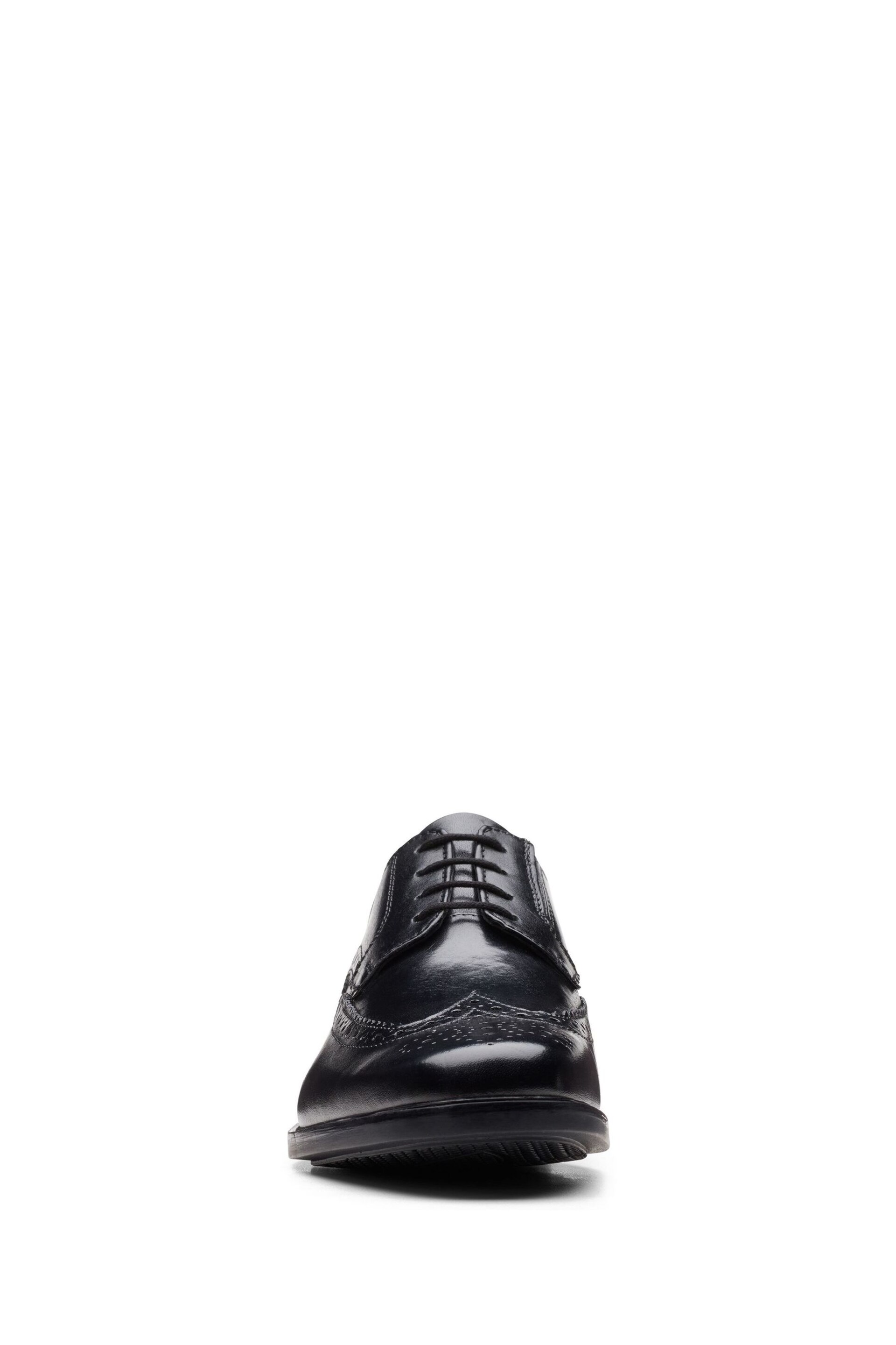 Clarks Black Leather Howard Wing Wide Fit Shoes - Image 2 of 7