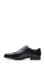 Clarks Black Leather Howard Wing Wide Fit Shoes - Image 3 of 7