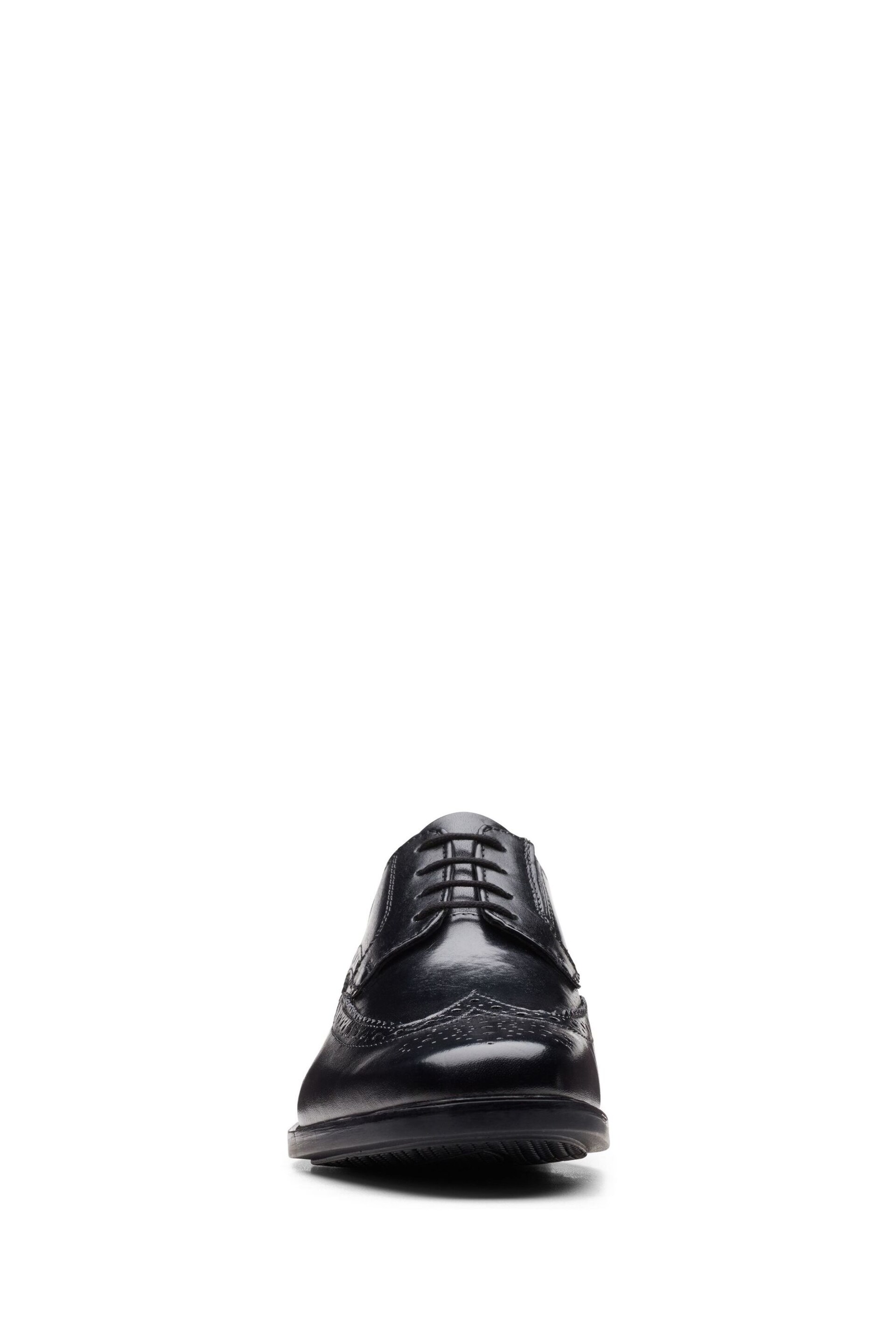 Clarks Black Leather Howard Wing Wide Fit Shoes - Image 7 of 7