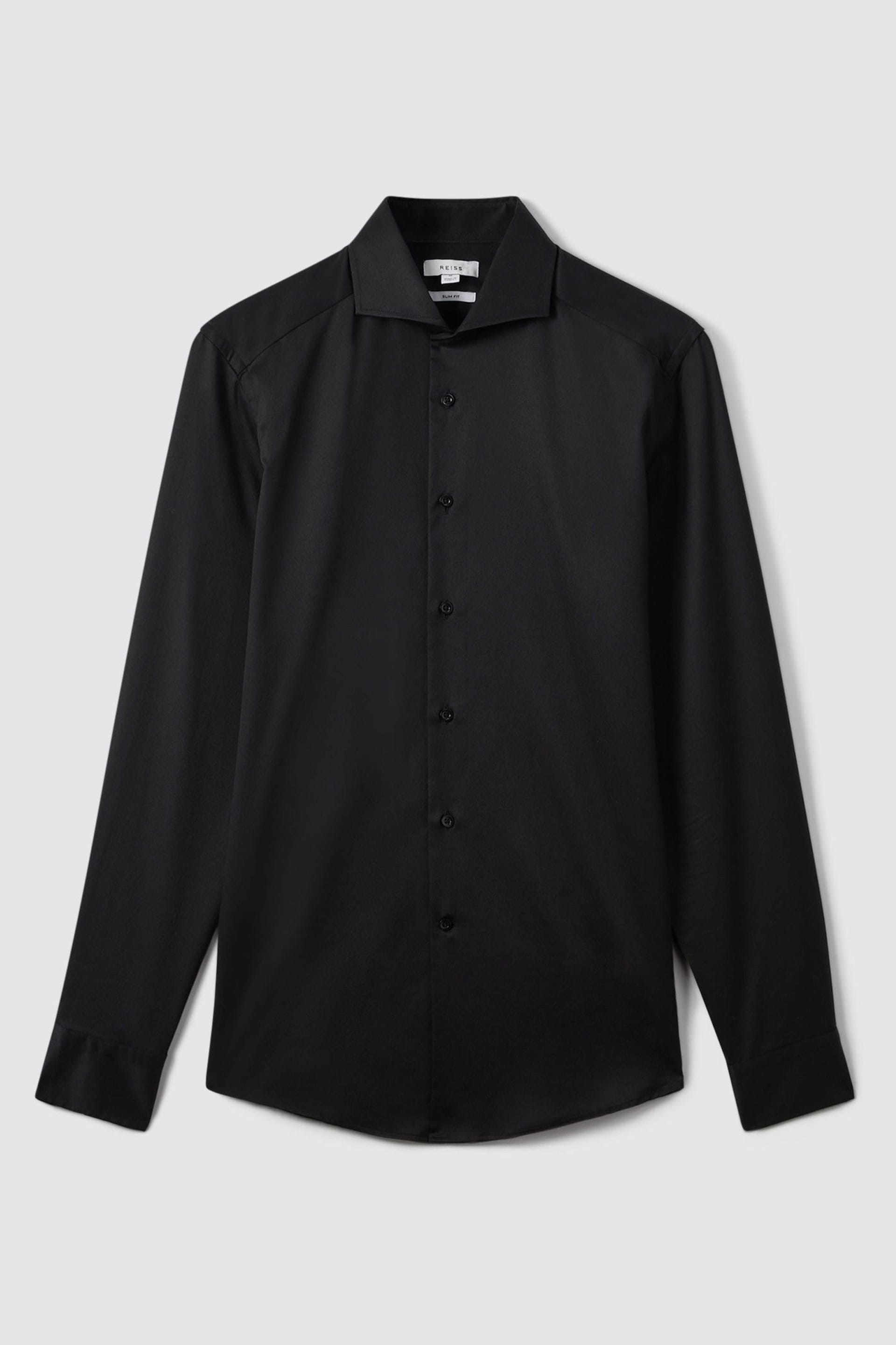 Reiss Black Storm Slim Fit Two-Fold Cotton Shirt - Image 2 of 6