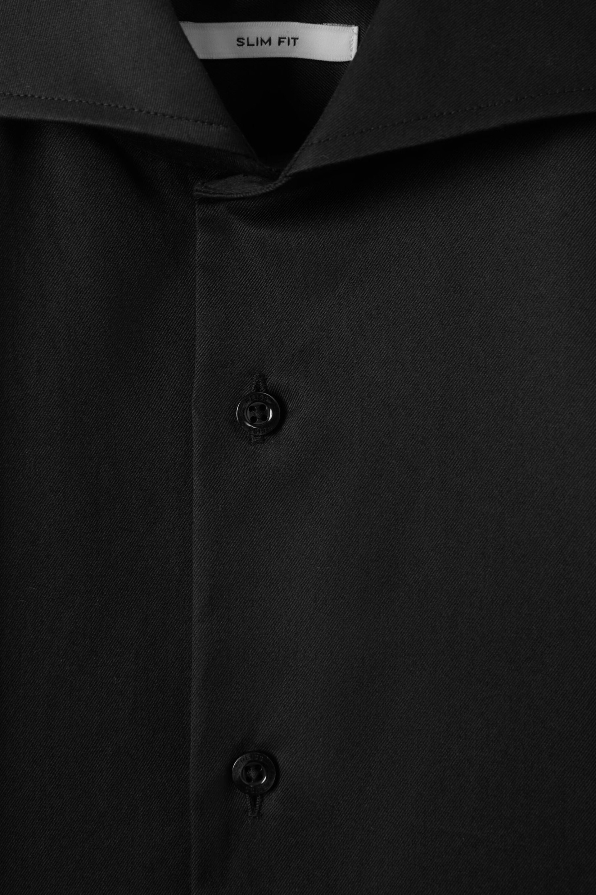 Reiss Black Storm Slim Fit Two-Fold Cotton Shirt - Image 6 of 6