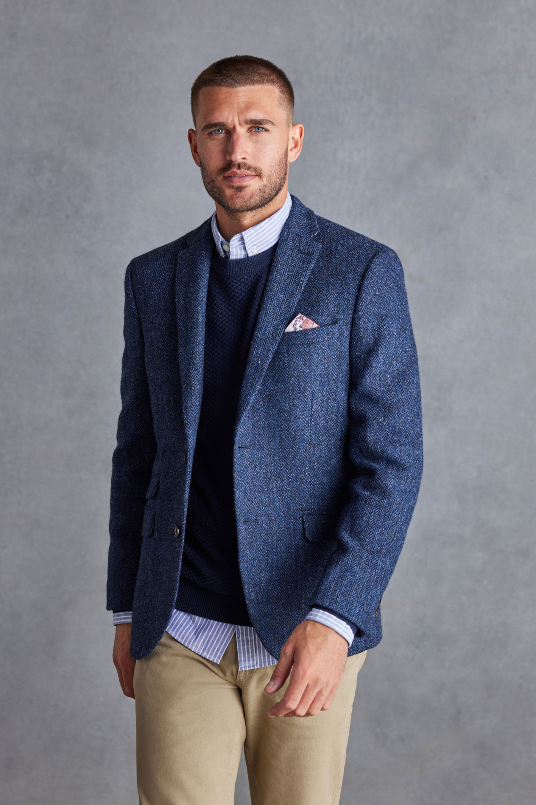 Buy Blue Signature Harris Tweed British Wool Blazer from the Next UK online shop