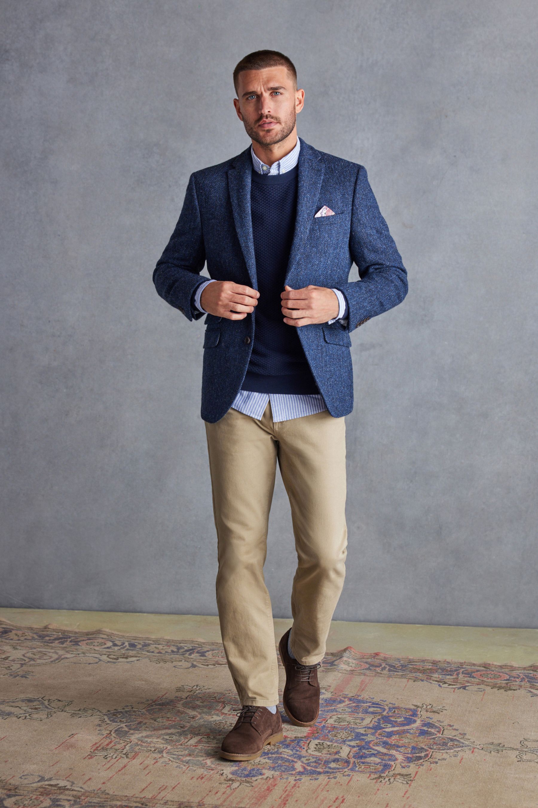Buy Blue Signature Harris Tweed British Wool Blazer from the Next UK online shop