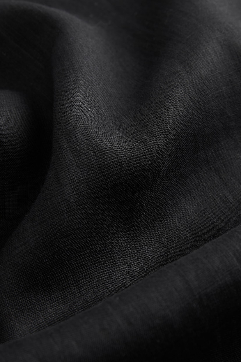 Black Standard Collar Signature 100% Linen Short Sleeve Shirt - Image 8 of 8
