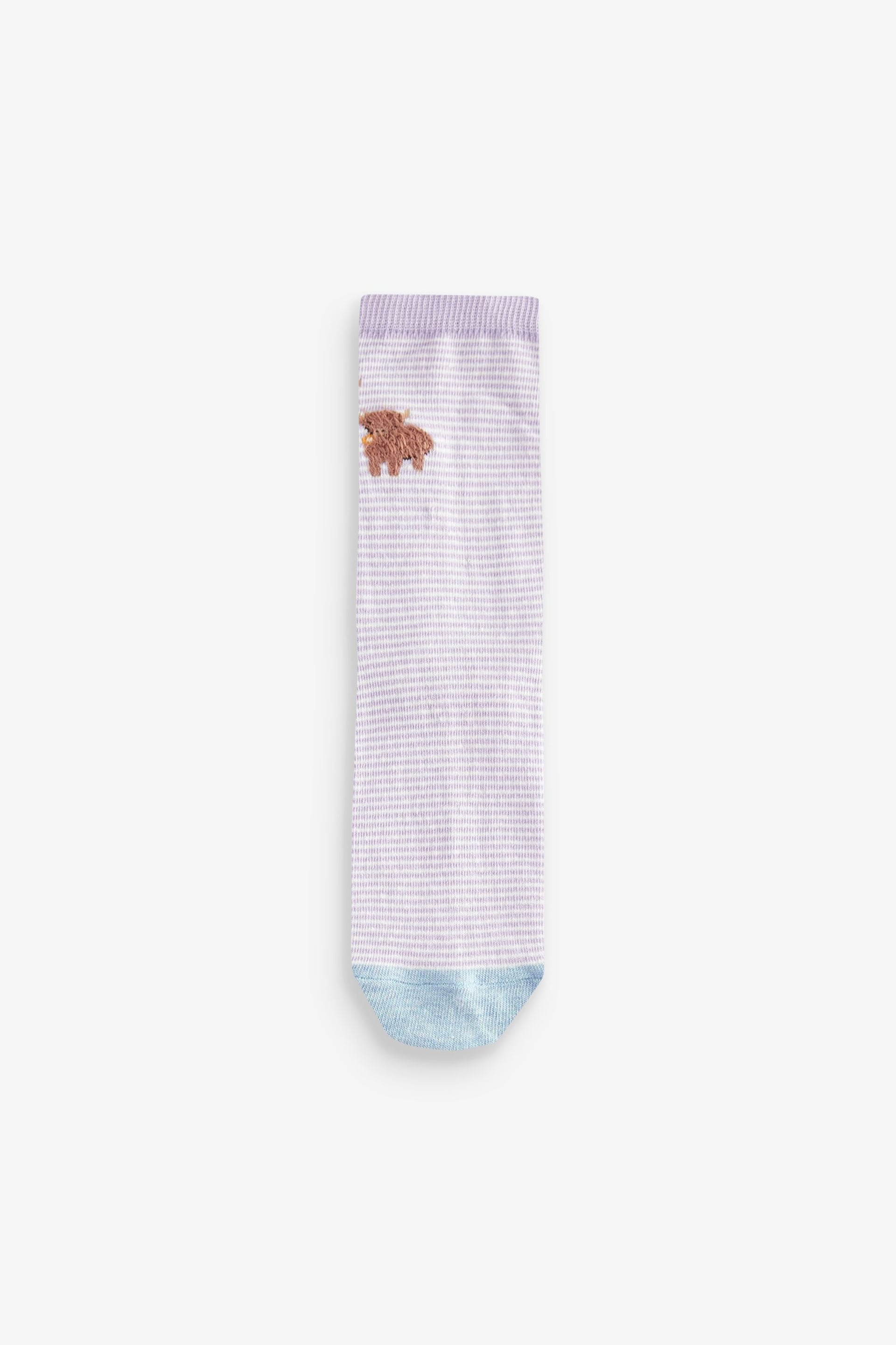 Pink/Lilac/Oatmeal Hamish the Highland Cow Ankle Socks 4 Pack - Image 4 of 5