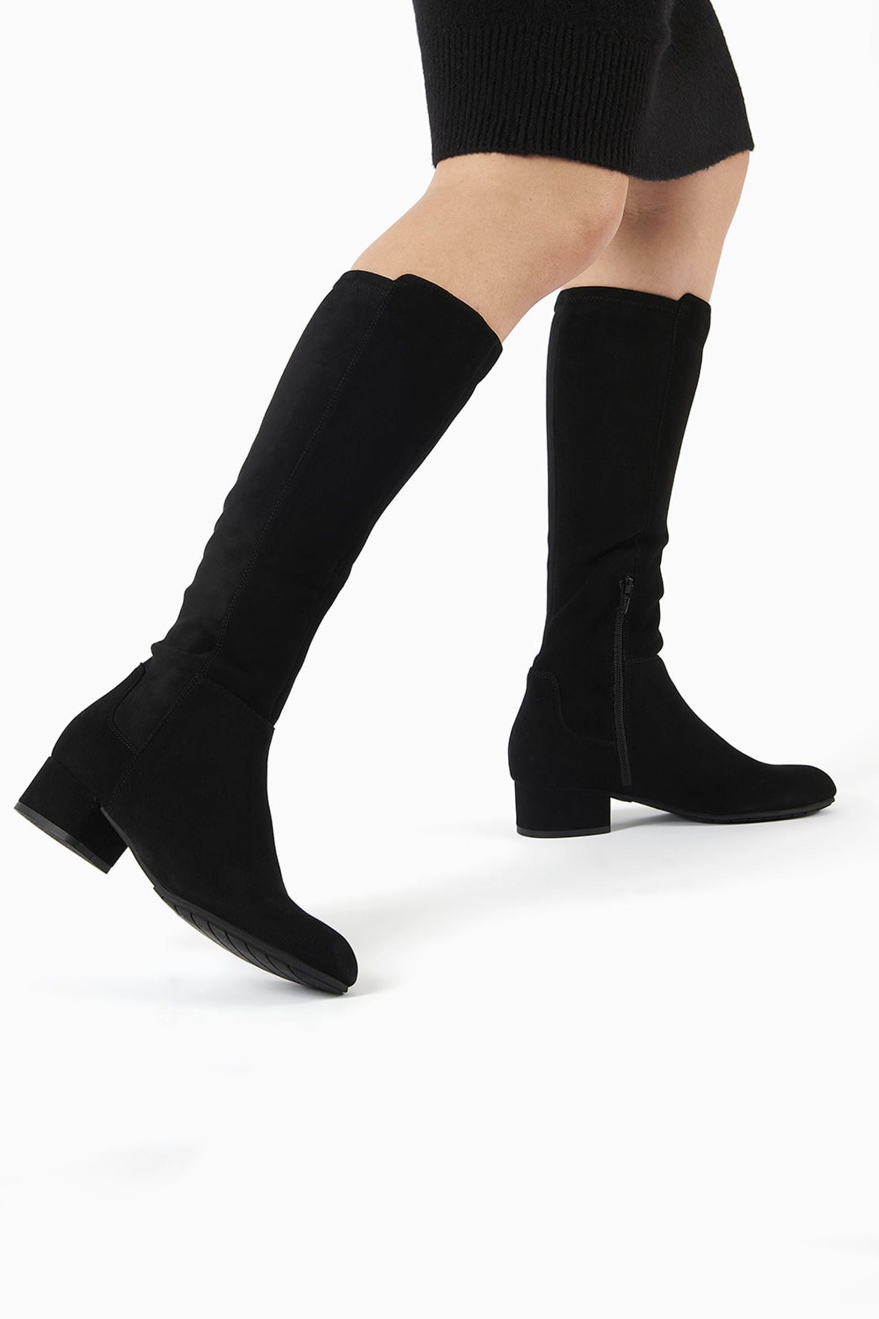 Buy Dune London Black Suede Wide Fit Tayla Smart Stretch High Leg Boots from Next Luxembourg