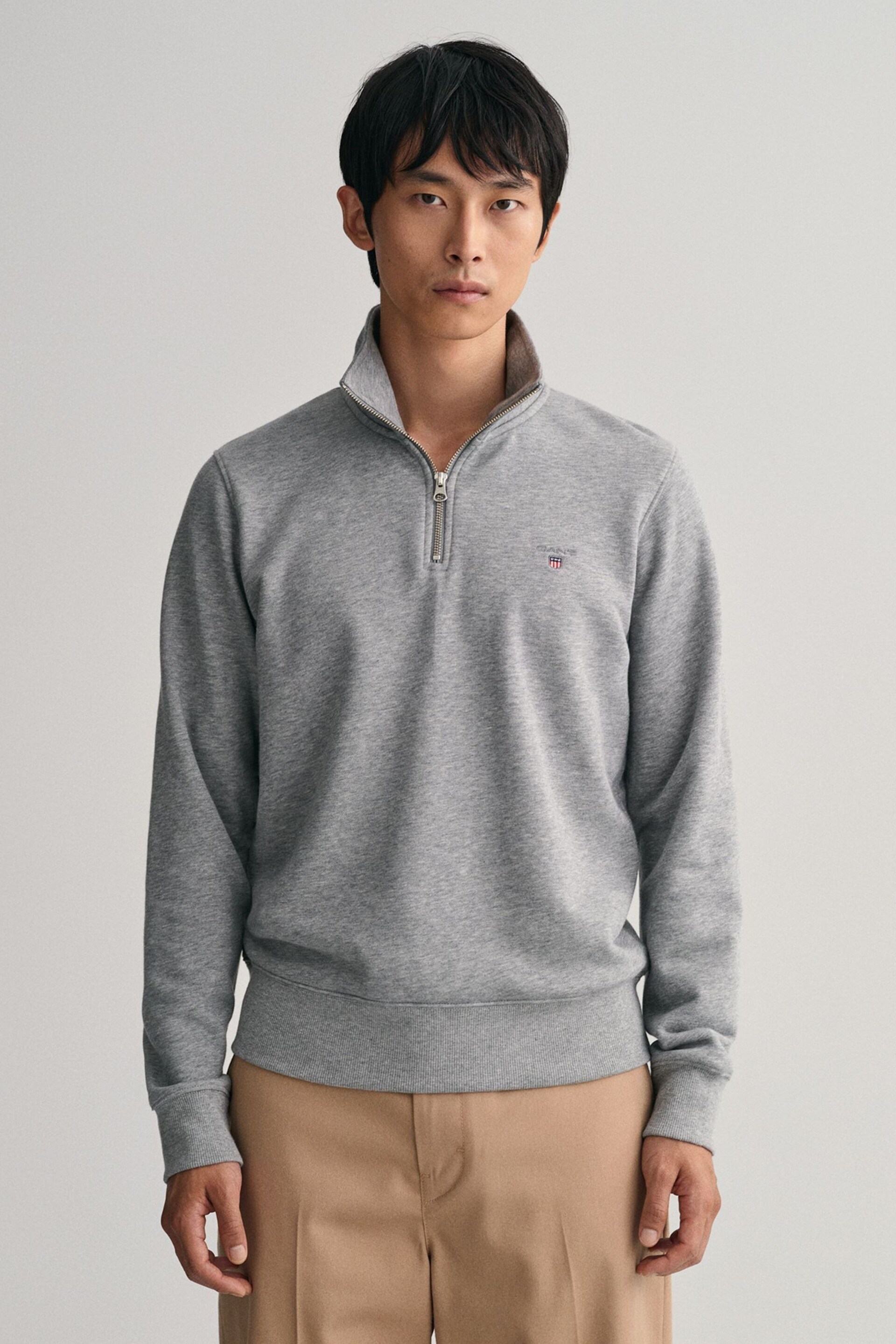 GANT Black Original Half Zip Sweatshirt - Image 1 of 6