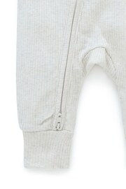 Purebaby Neutral Rib Zip Baby Footless Sleepsuit - Image 4 of 6