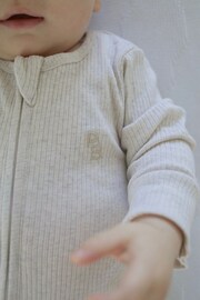 Purebaby Neutral Rib Zip Baby Footless Sleepsuit - Image 6 of 6