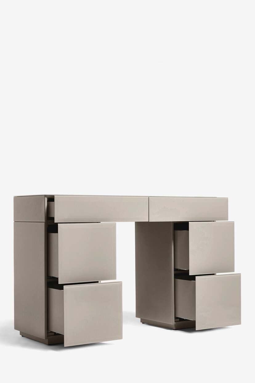 Dark Natural Sloane Glass Collection Luxe Storage Console Dressing Table - Image 3 of 6