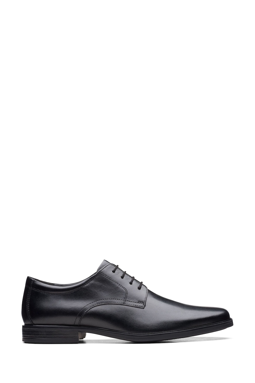 Clarks Black Leather Howard Walk Wide Fit Shoes - Image 1 of 7