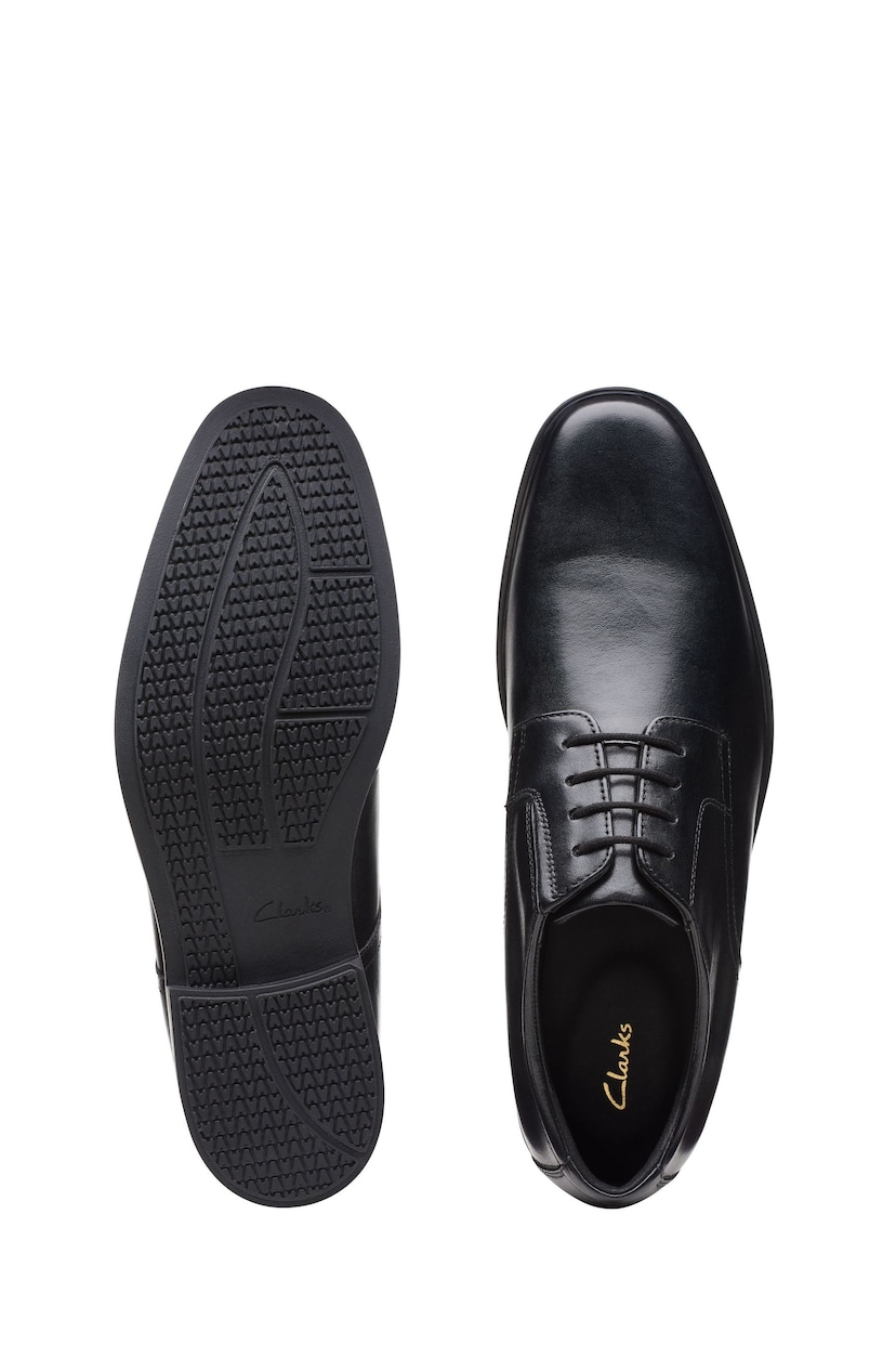 Clarks Black Leather Howard Walk Wide Fit Shoes - Image 7 of 7