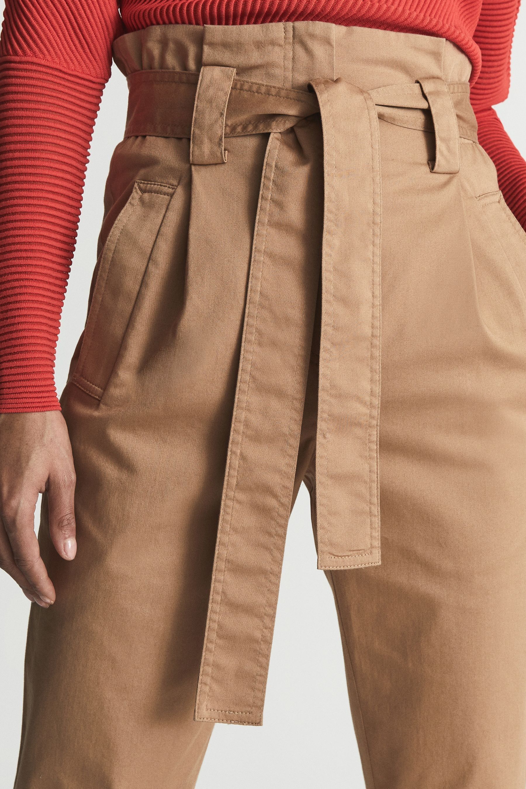 Buy Reiss Camel Mabel Petite High Waist Paper Bag Trousers from Next Malta