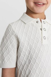 Reiss White Dollar Press Stud Textured Polo T-Shirt - Image 4 of 6