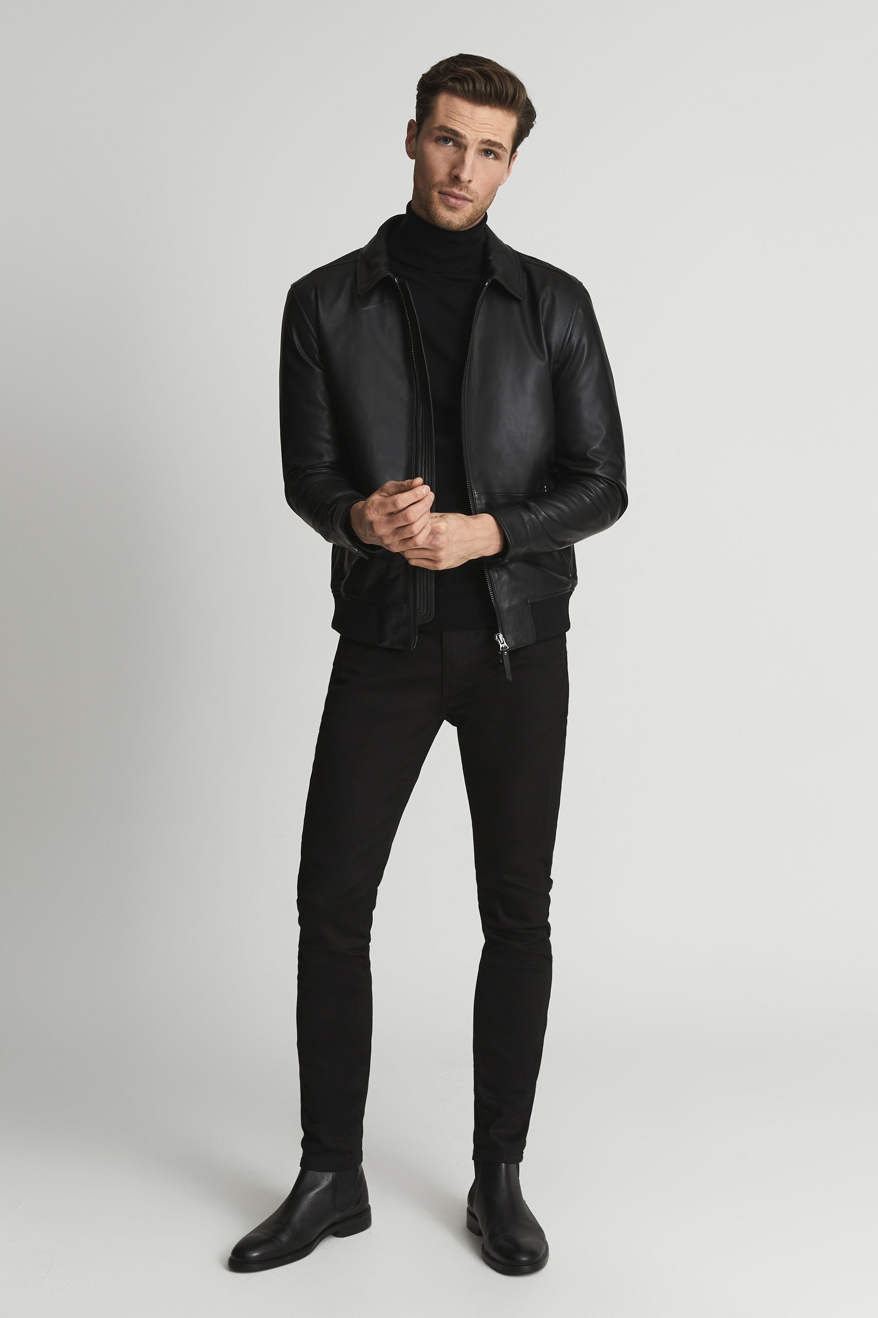 Reiss leather jacket mens deals
