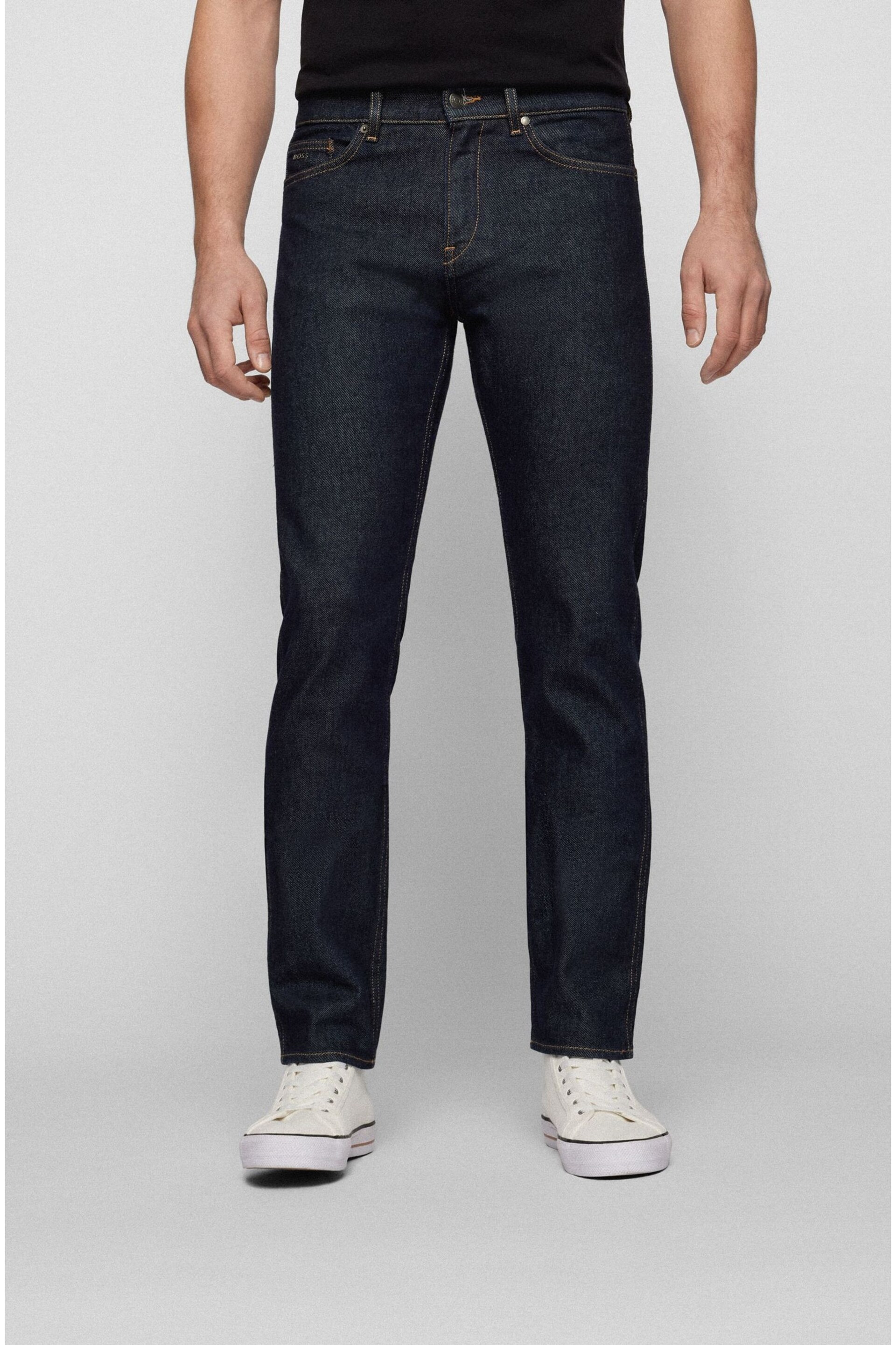 BOSS Dark Wash Maine Straight Fit Stretch Denim Jeans - Image 1 of 5