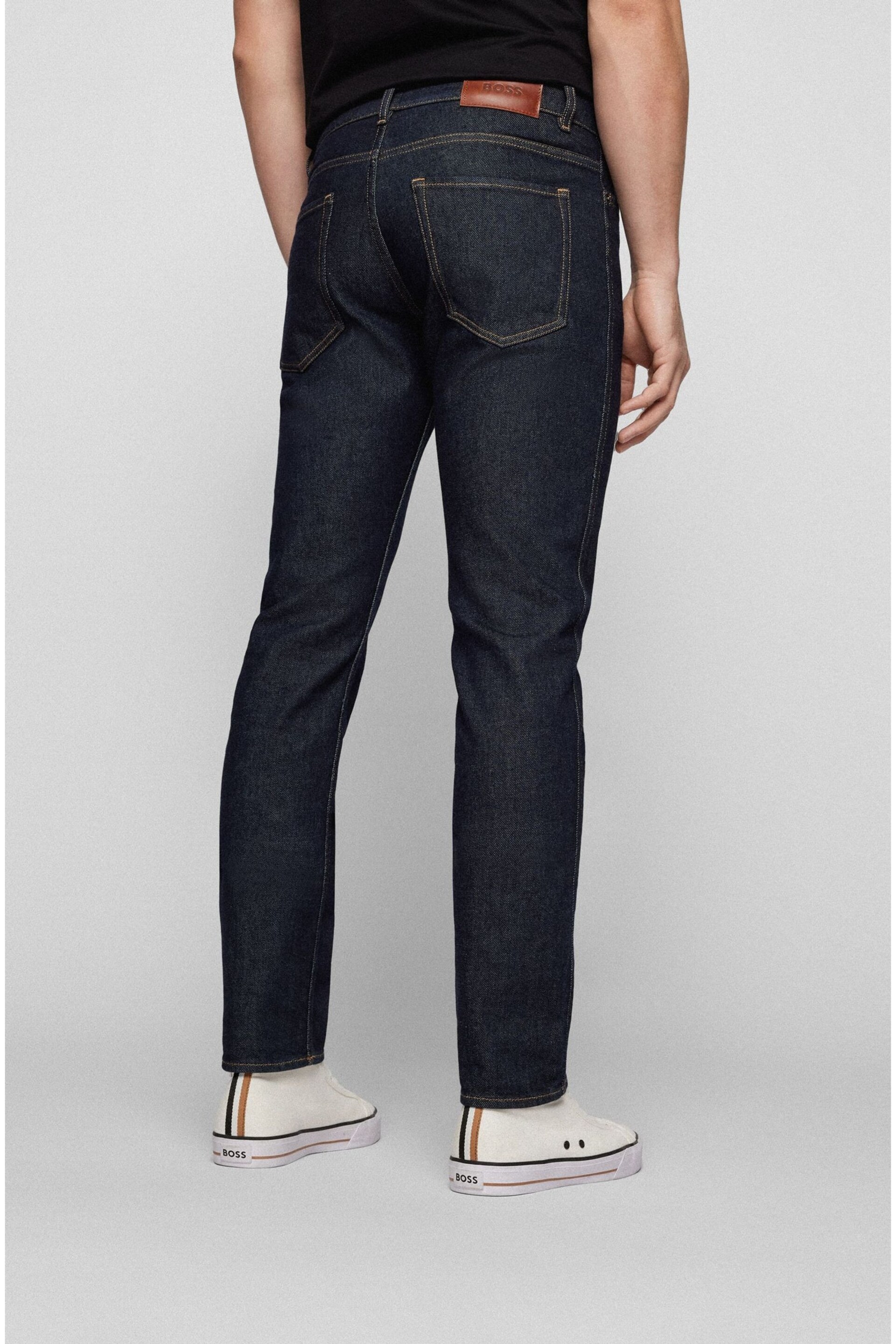 BOSS Dark Wash Maine Straight Fit Stretch Denim Jeans - Image 2 of 5