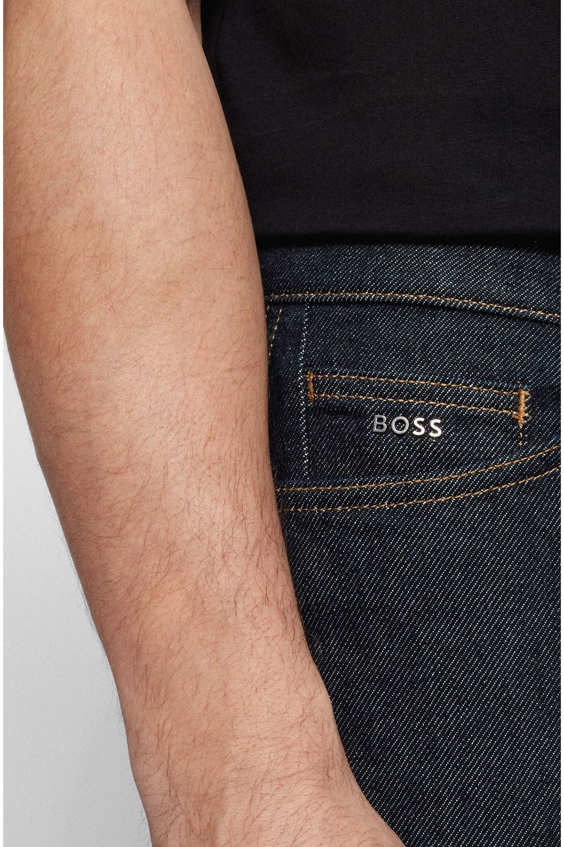 BOSS Dark Wash Maine Straight Fit Stretch Denim Jeans - Image 4 of 5