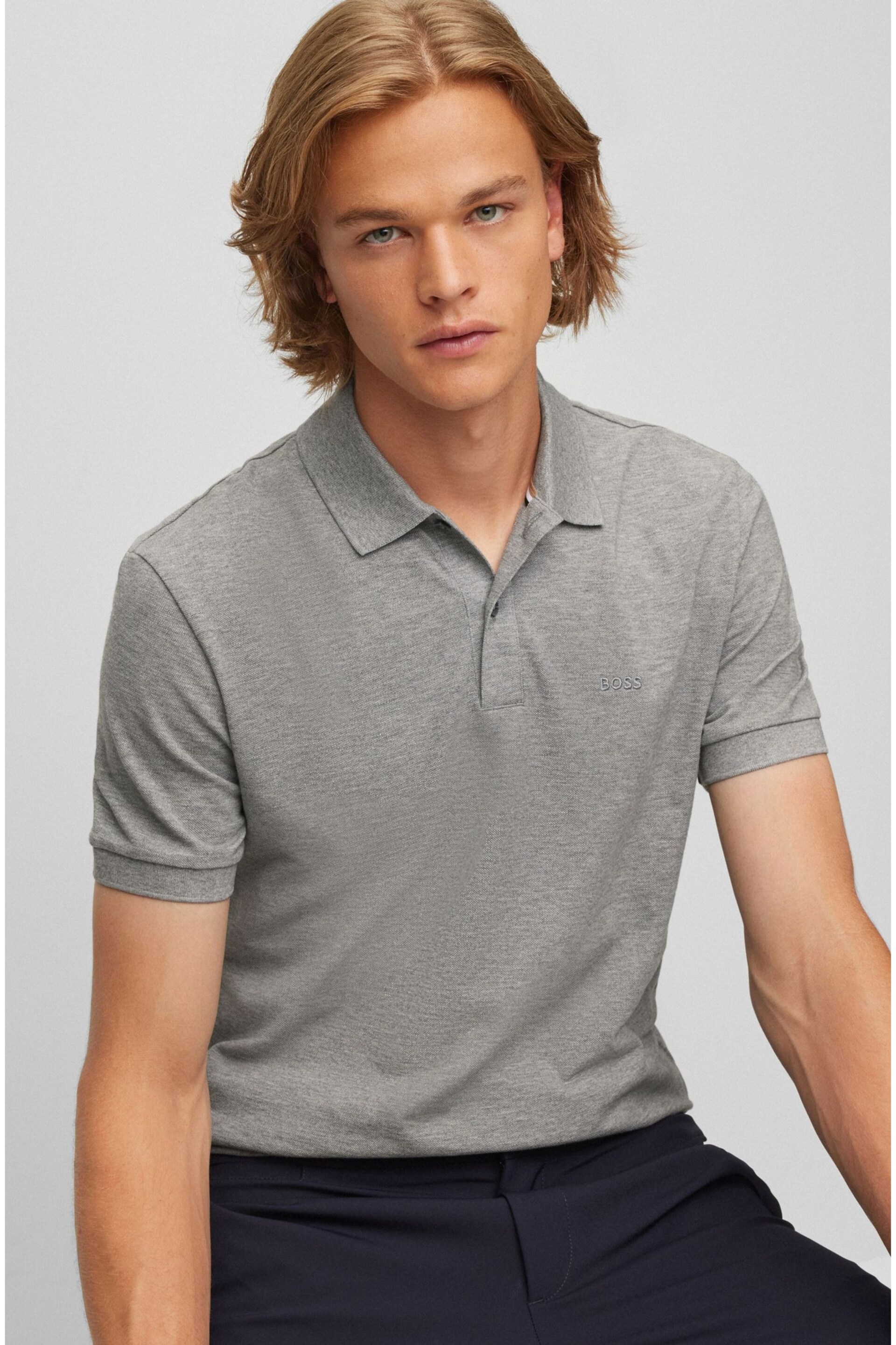 BOSS Grey Pallas Polo Shirt - Image 4 of 5