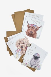 6 Pack Blue Cute Animals Birthday Cards - Image 2 of 3