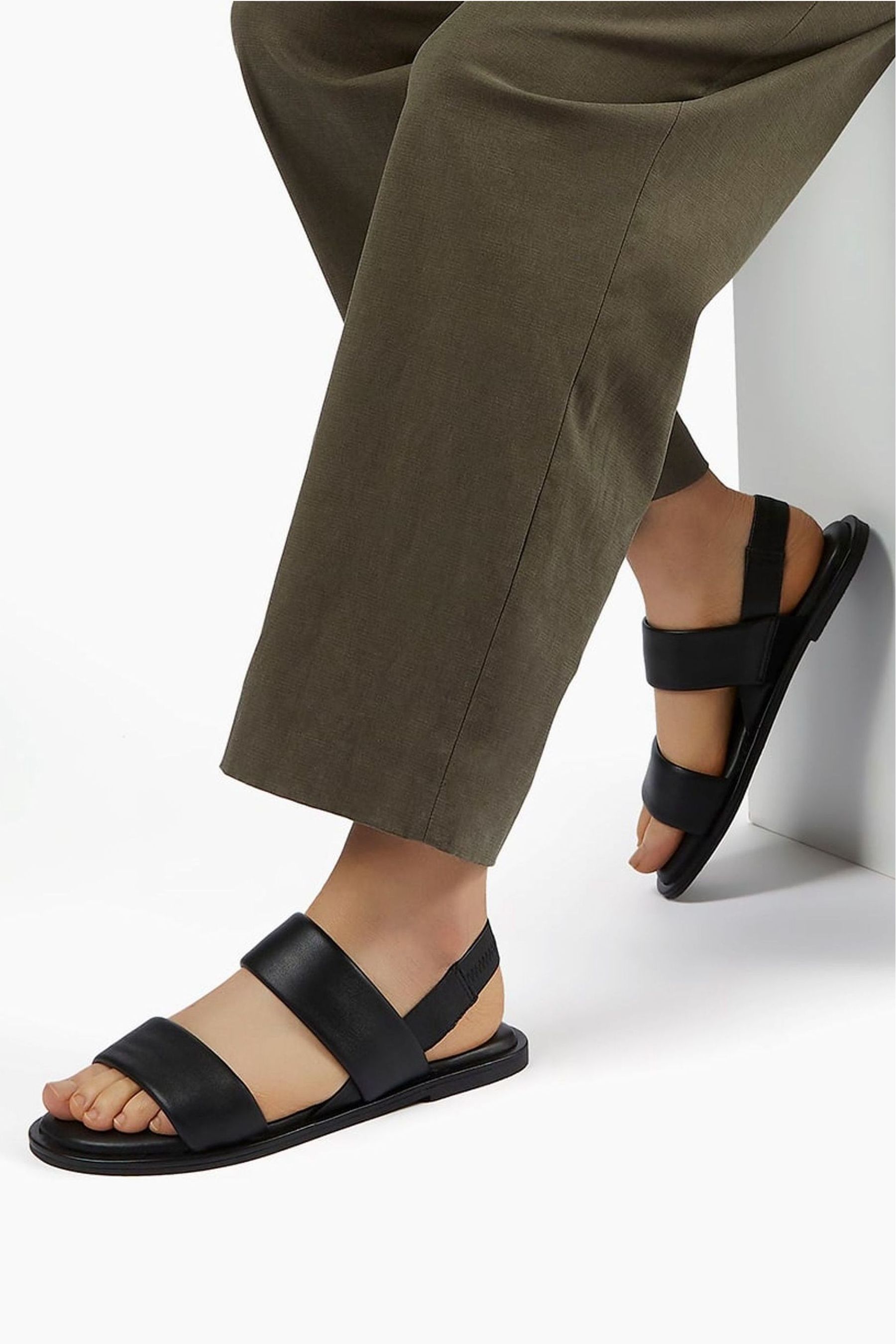 Dune black flat sandals cheap