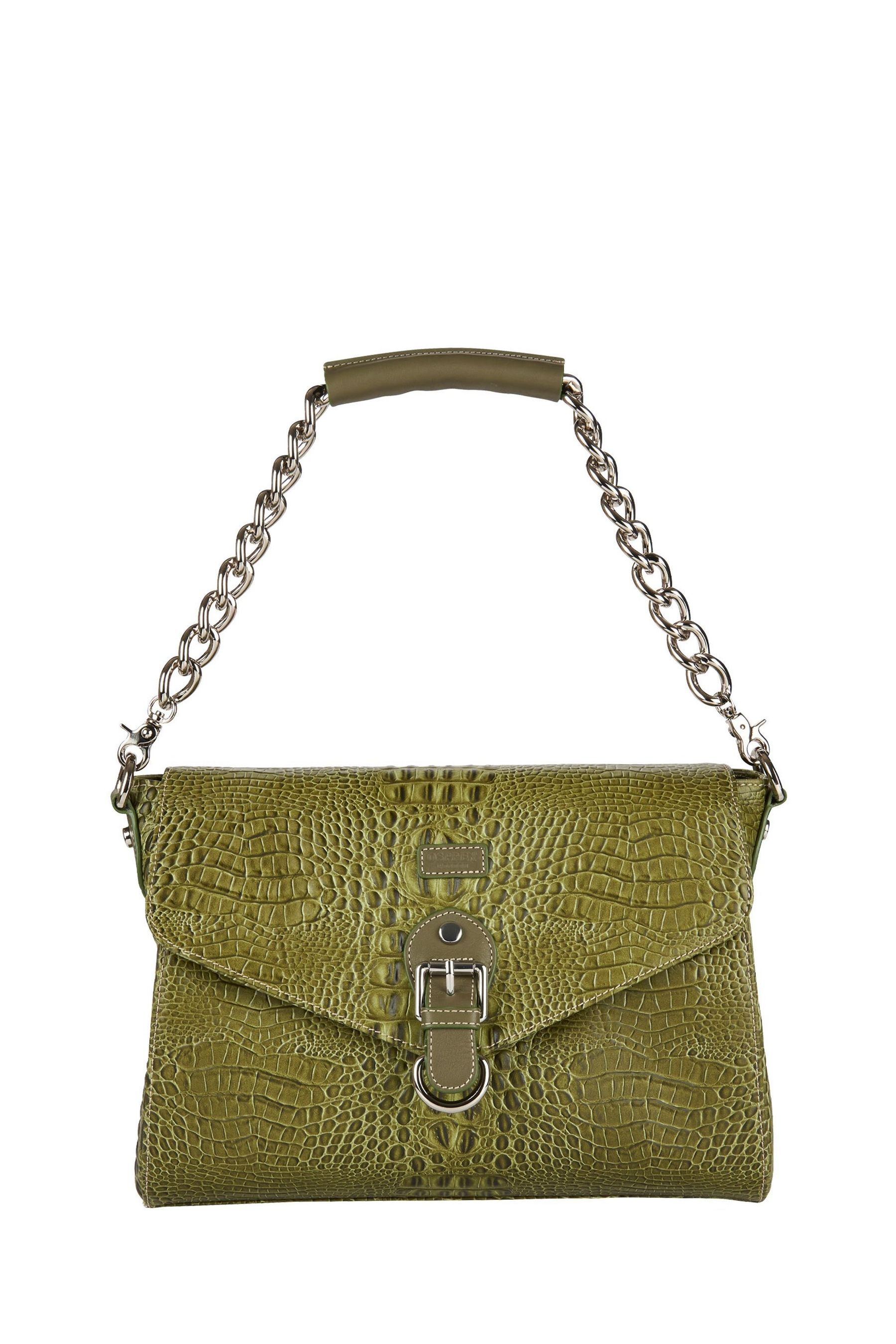 Buy OSPREY LONDON Olive Green Gabrielle Croc Leather Shoulder Bag from Next Ireland