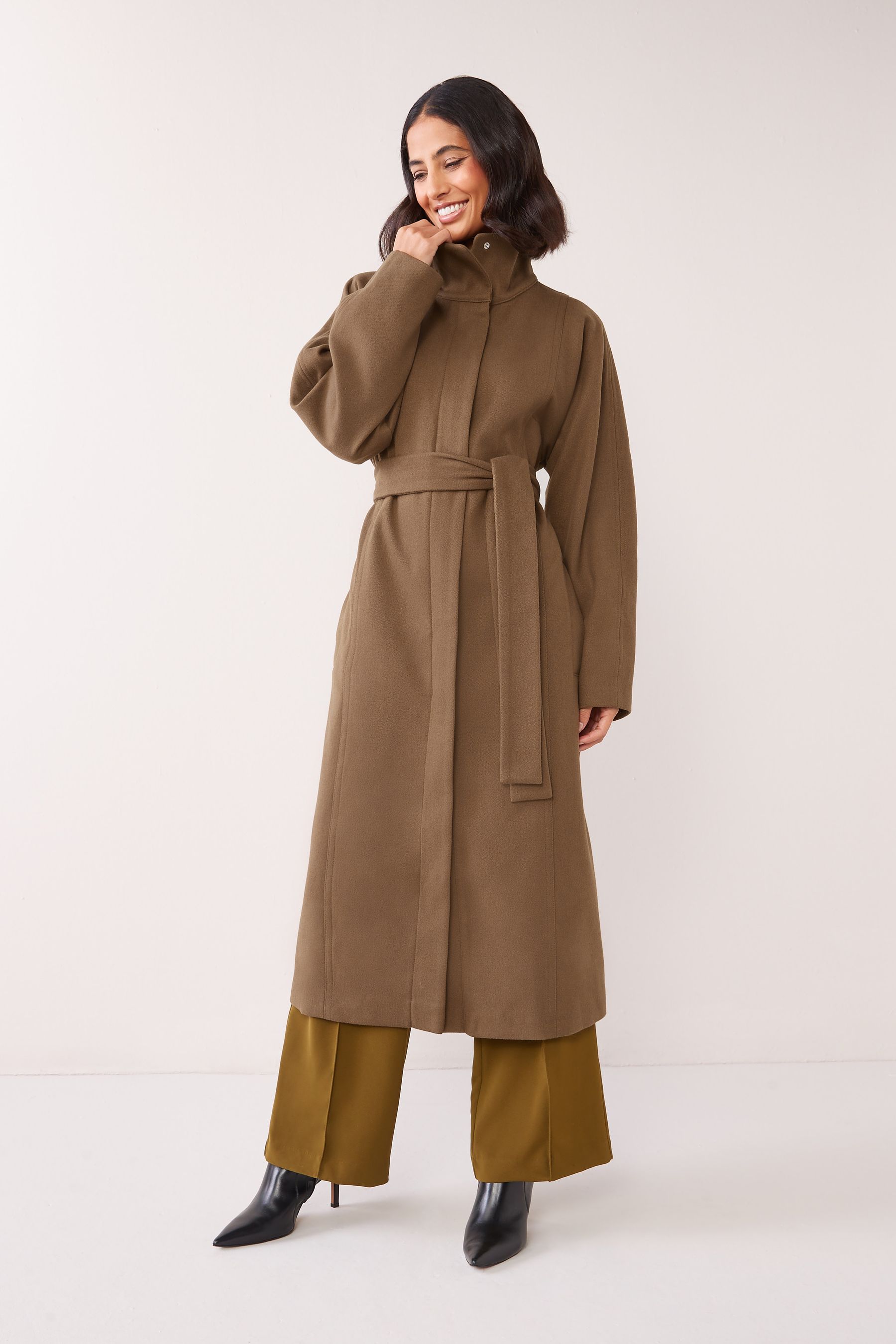 Buy Tan Brown Funnel Neck Formal Coat from Next Luxembourg