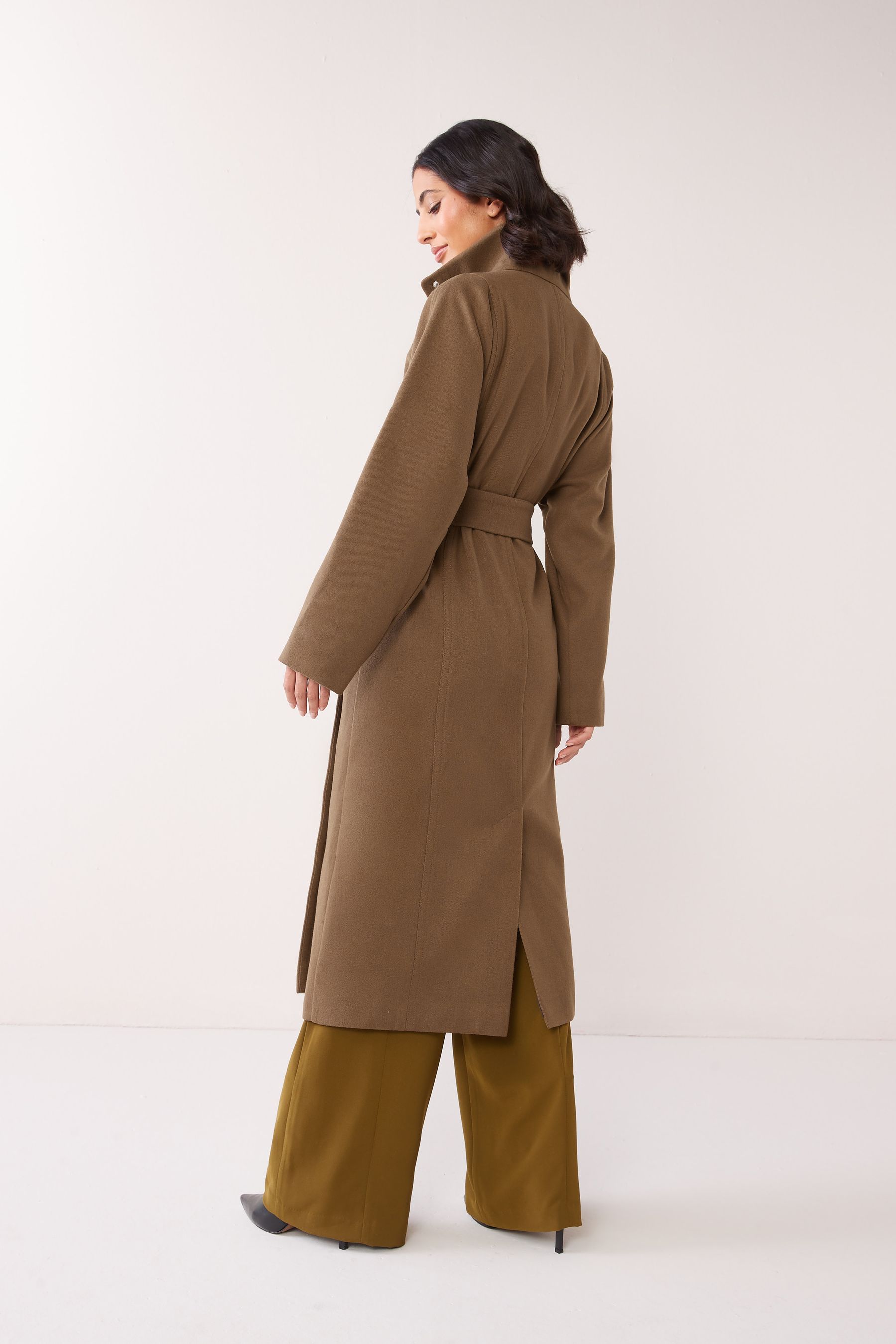 Buy Tan Brown Funnel Neck Formal Coat from Next Luxembourg