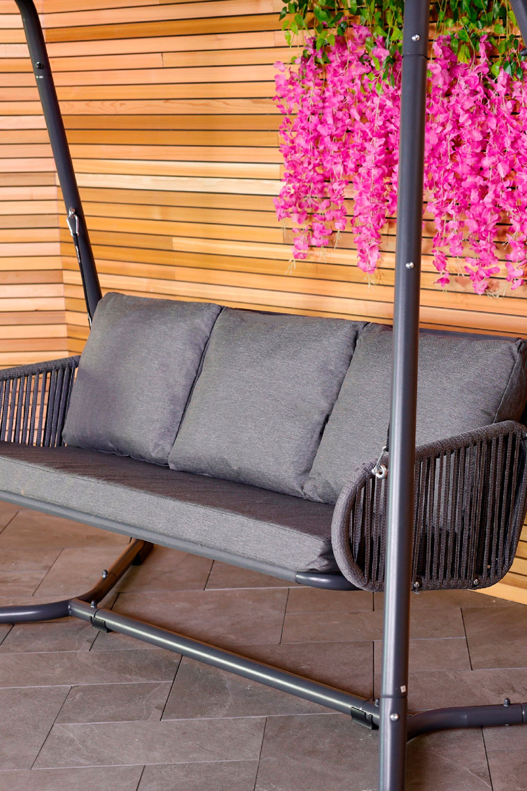 Buy Charles Bentley Grey Garden 3 Seater Rope and Steel Garden Swing from the Next UK online shop