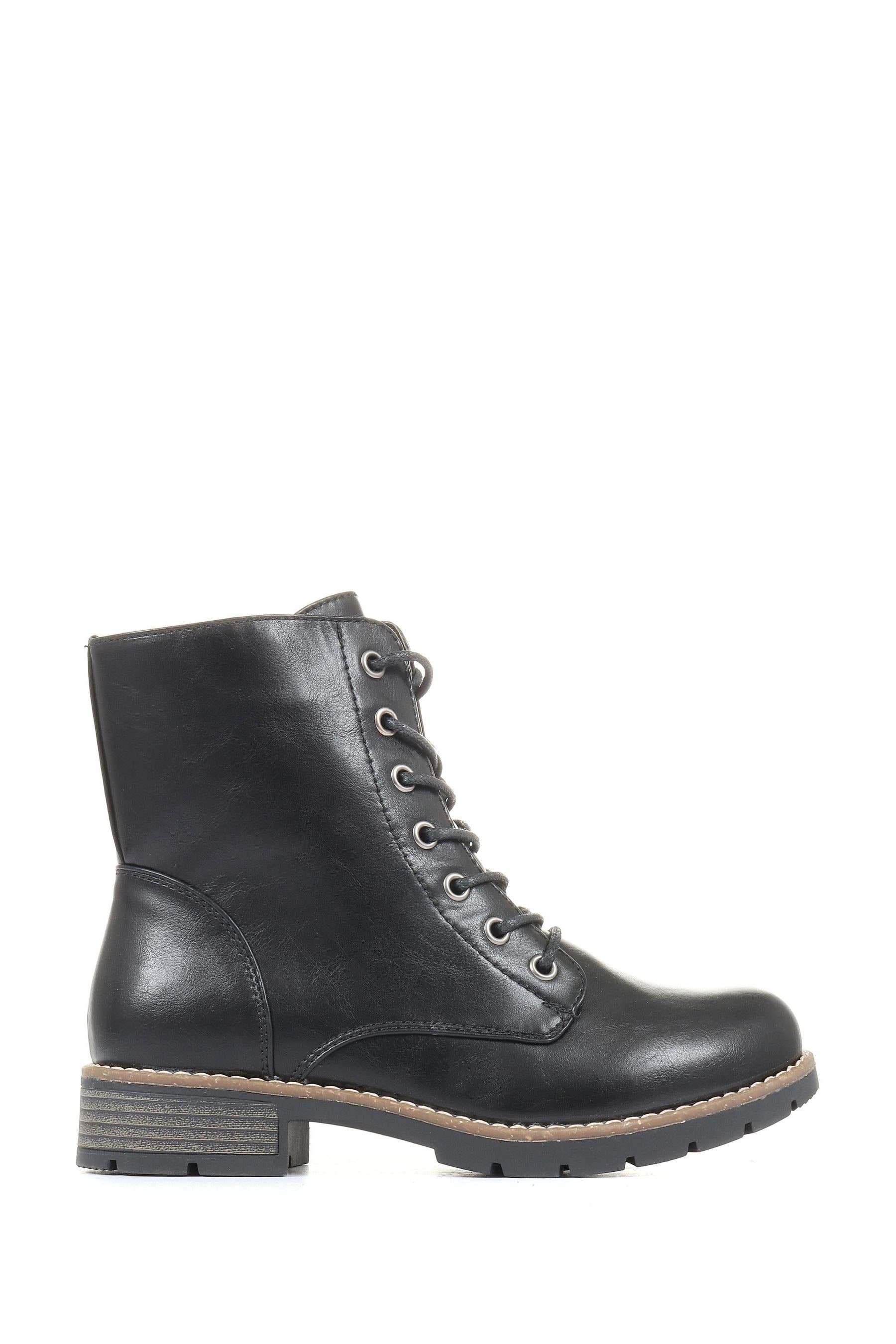 Pavers Black Ladies Lace Up Ankle Boots