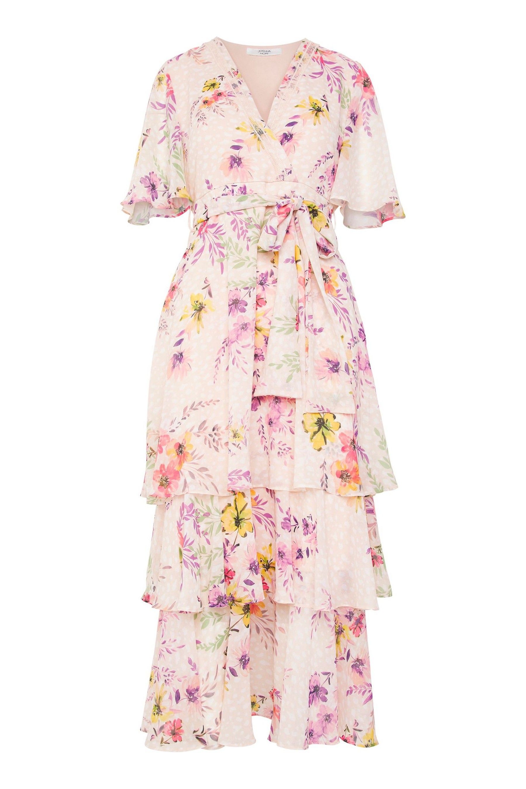 Buy Joanna Hope Pink Print Tiered Bridesmaid Dress from Next Luxembourg