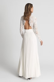 Reiss White Hazel Lace Top Pleated Dress - Image 5 of 7