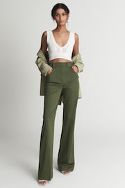 Reiss Bright Green Loren Flared Trousers - Image 1 of 6