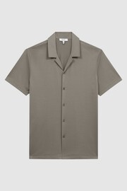 Reiss Taupe Caspa Mercerised Jersey Cuban Collar Shirt - Image 2 of 6