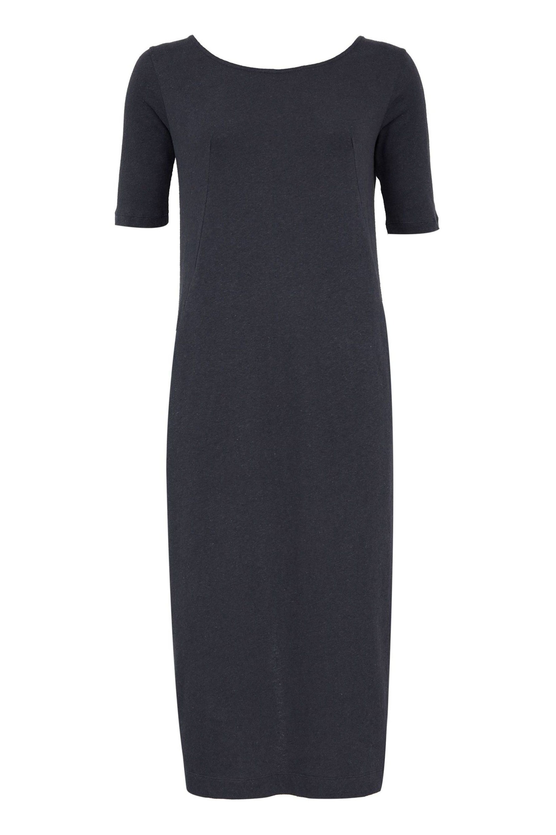 Celtic & Co. Navy Blue Linen/Cotton Button Back Dress - Image 3 of 5