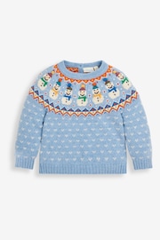 JoJo Maman Bébé Blue Snowman Fair Isle Baby Knit Set - Image 2 of 5