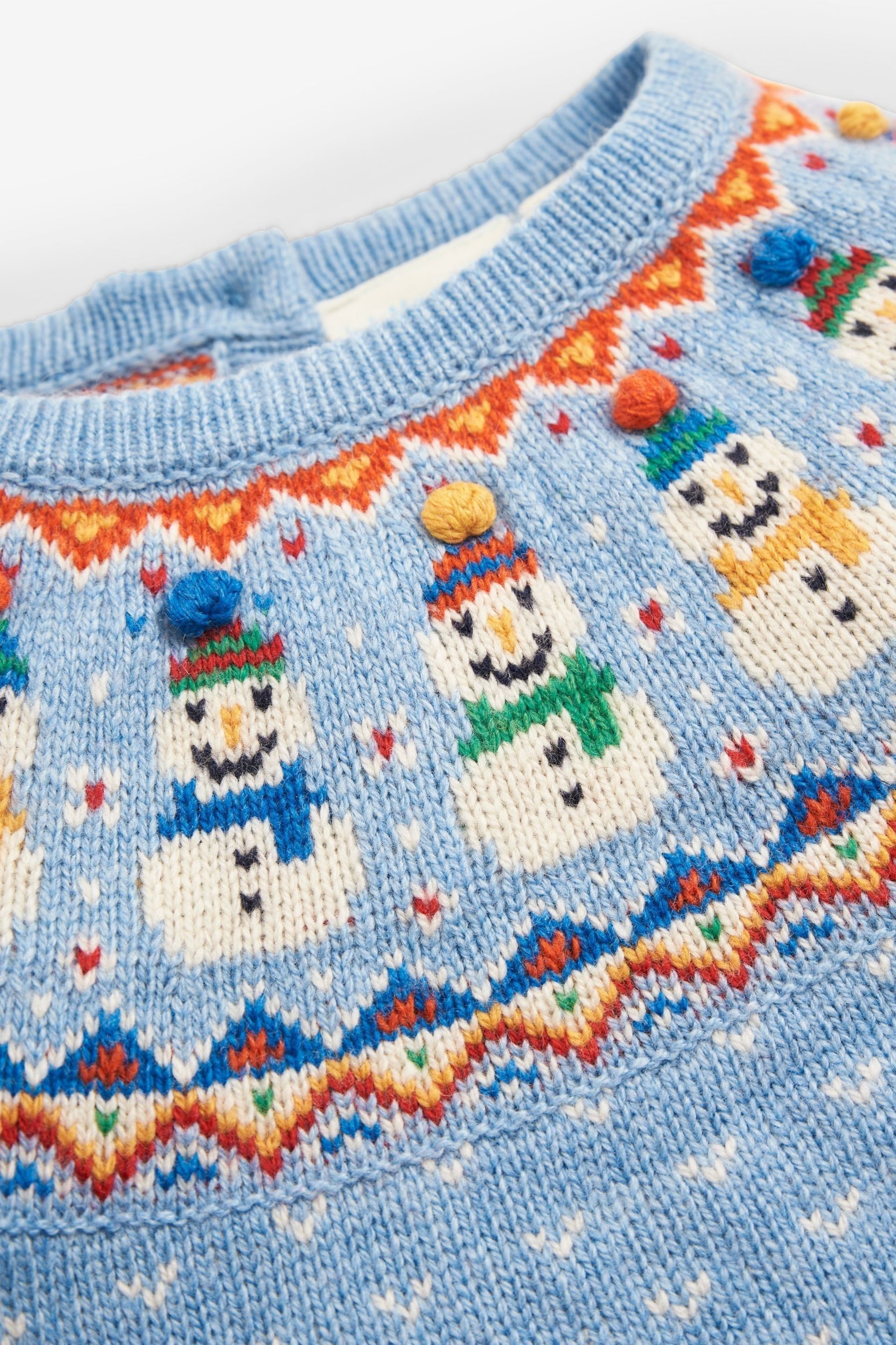 JoJo Maman Bébé Blue Snowman Fair Isle Baby Knit Set - Image 4 of 5