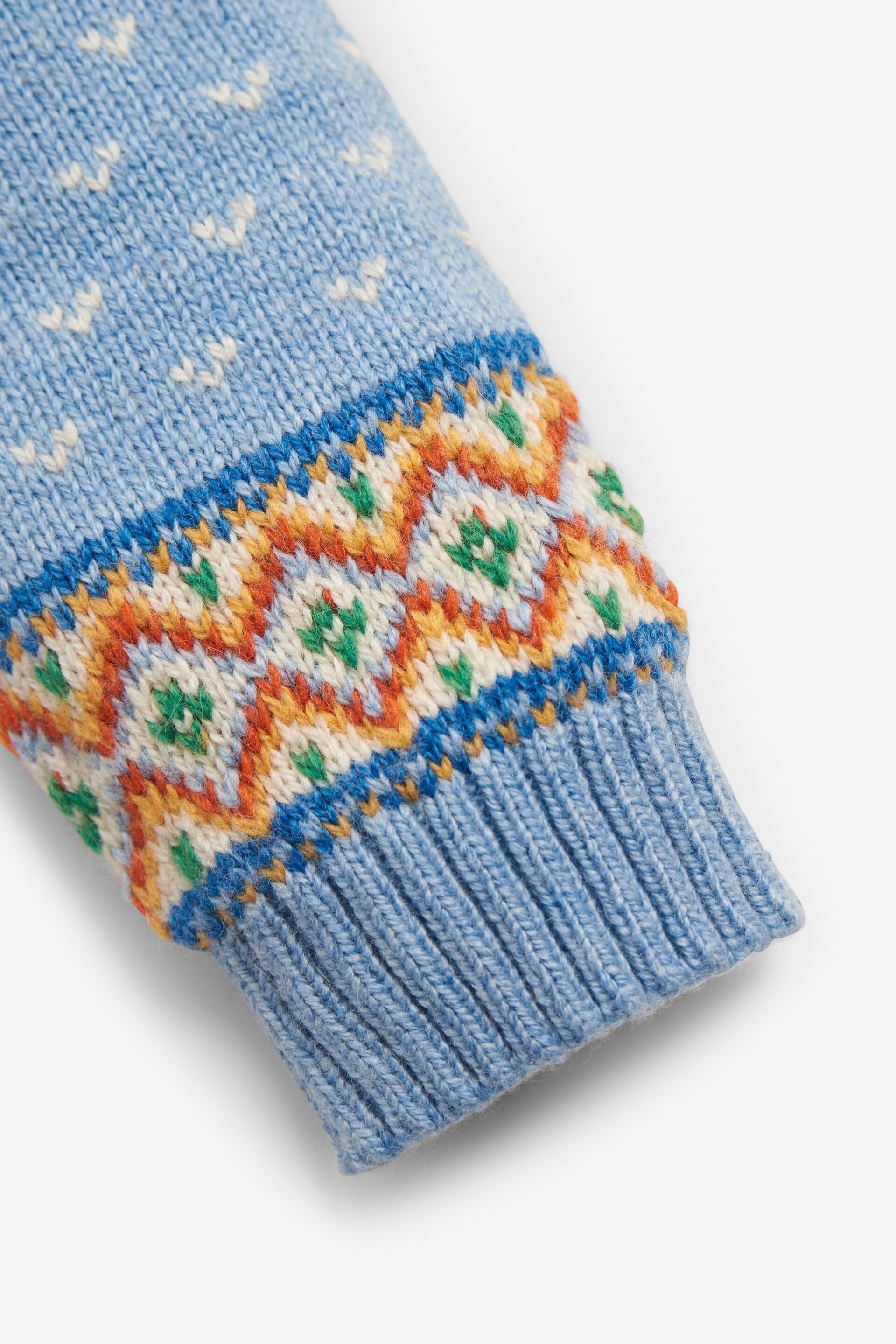 JoJo Maman Bébé Blue Snowman Fair Isle Baby Knit Set - Image 5 of 5