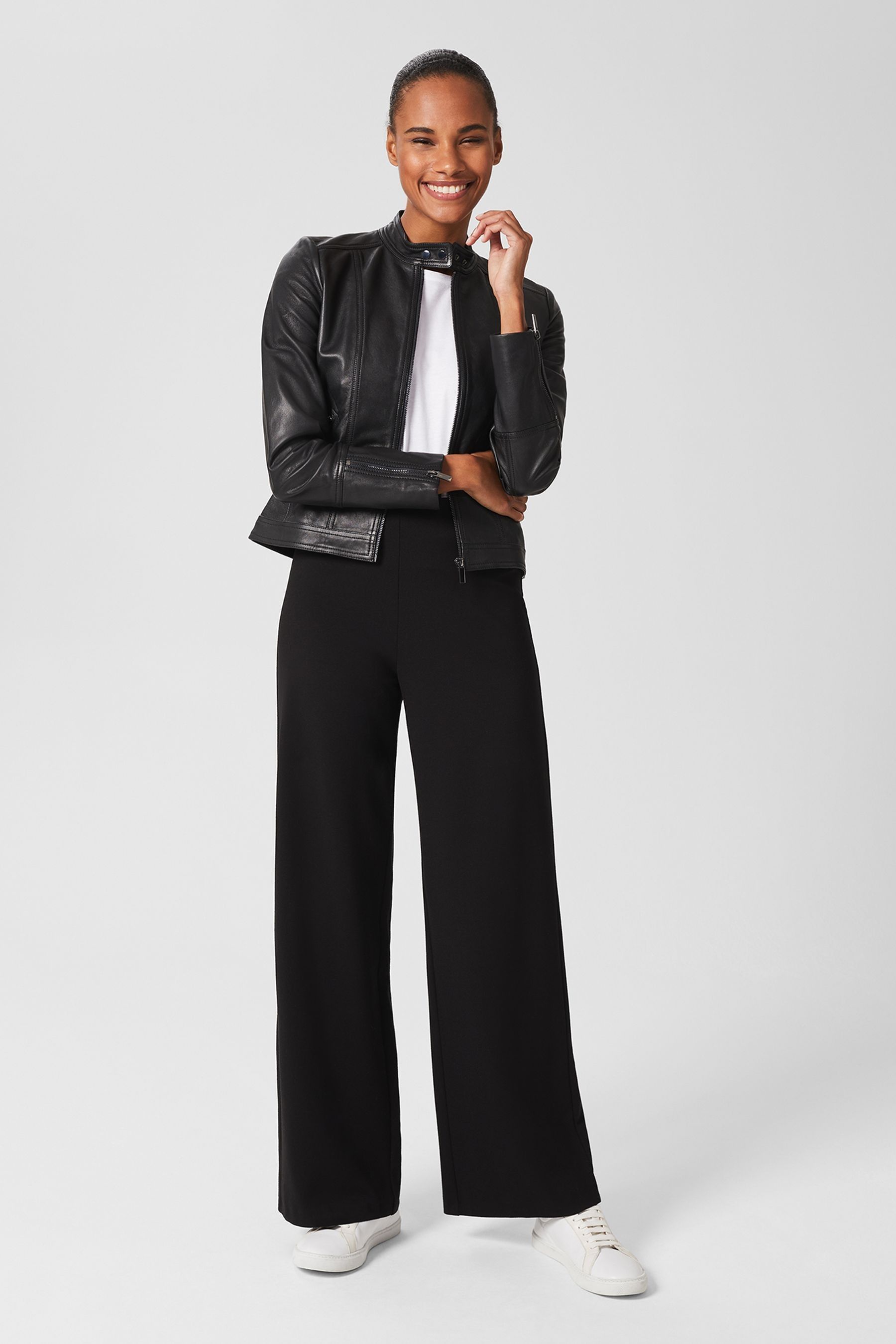 Buy Hobbs Black Leather Fran Jacket from the Next UK online shop