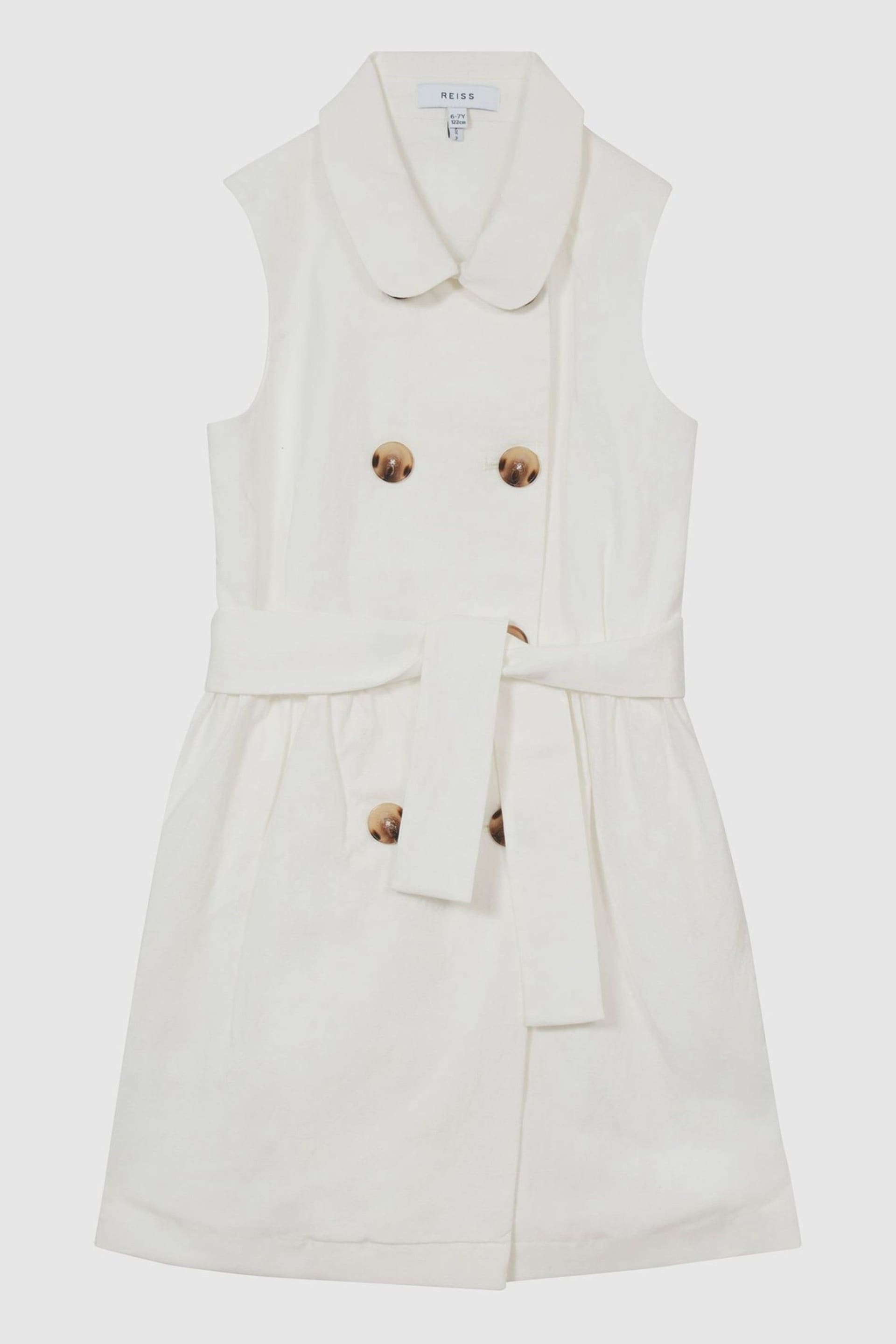 Reiss White Dana Junior Linen Blend Mini Dress - Image 1 of 2