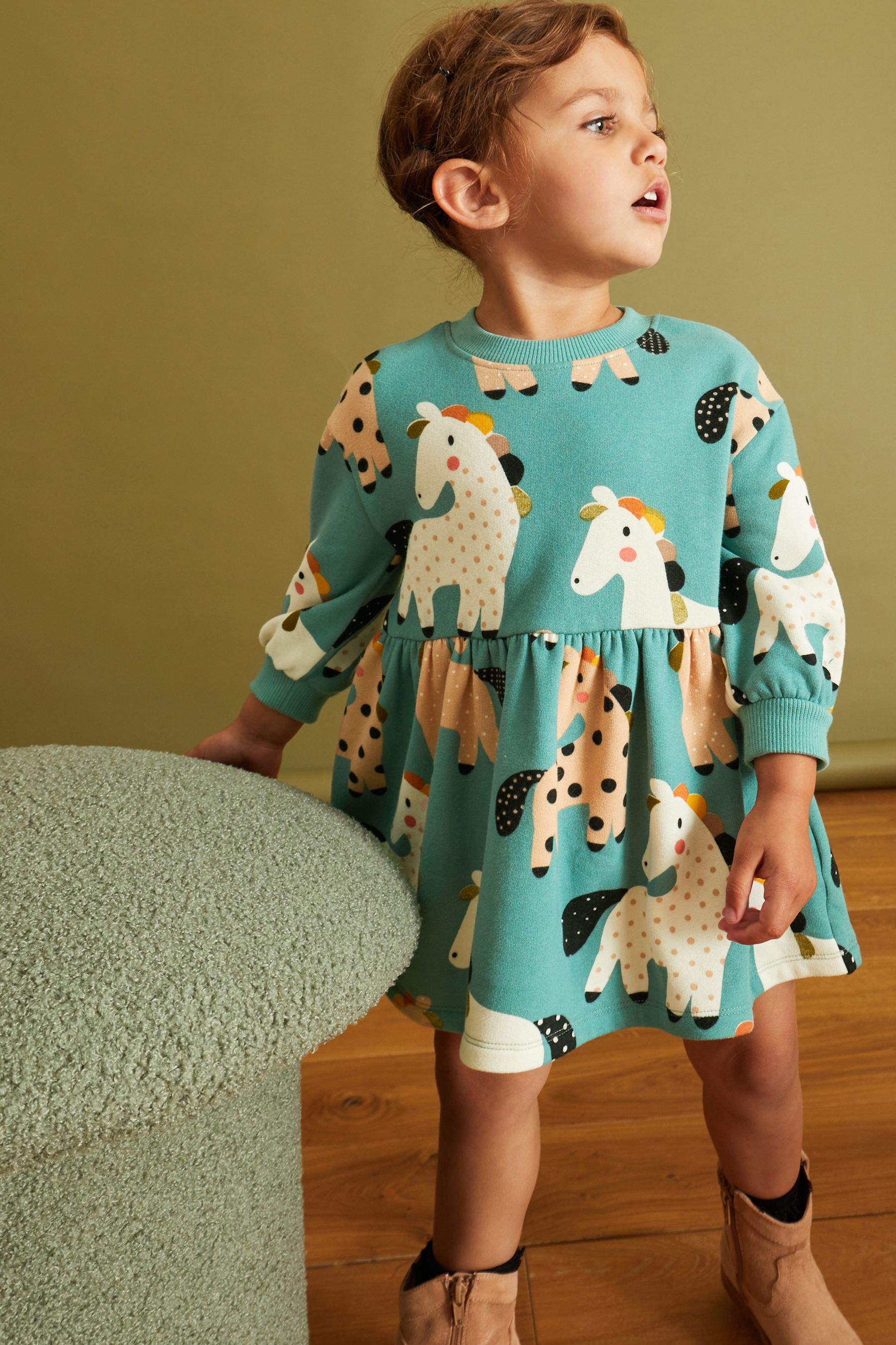 Buy Teal Unicorn Printed Sweat Dress 3mths 7yrs from Next Luxembourg
