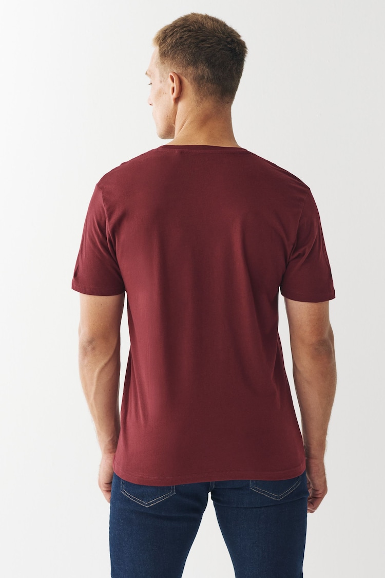 Red Burgundy Regular Fit Essential 100% Cotton Crew Neck T-Shirt - Image 2 of 4