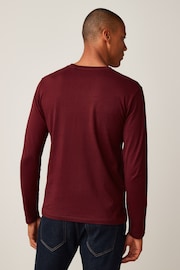 Burgundy Red Regular Fit Long Sleeve Crew Neck T-Shirt - Image 2 of 4